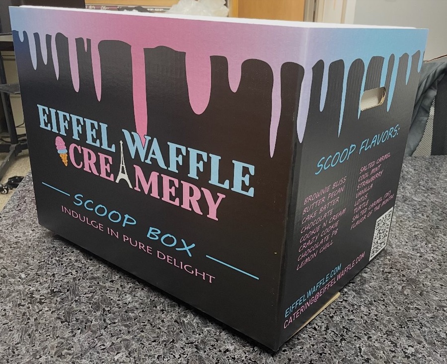 The Eiffel Waffle Scoop Box — branded insulated catering box